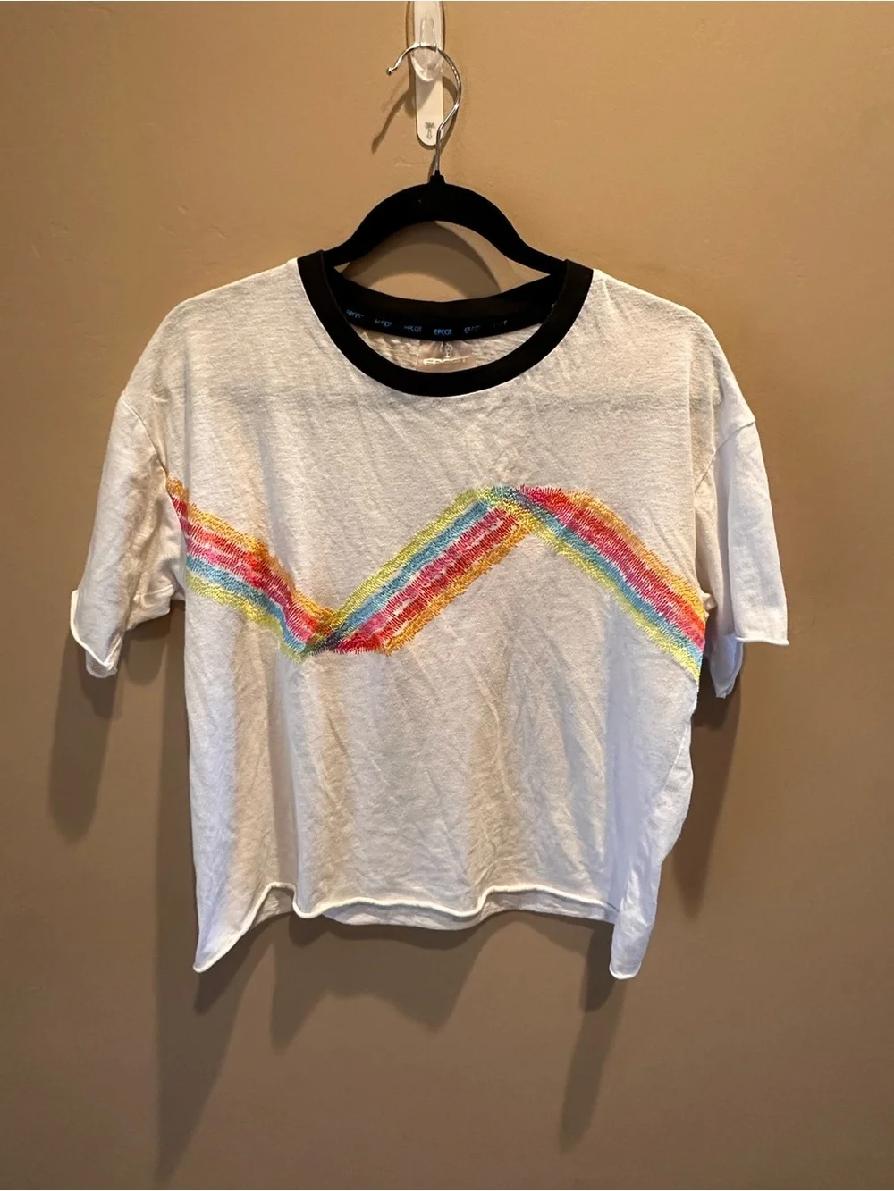 Disney Parks EPCOT Tomorrowland Retro Rainbow Crop Ringer Tee Top M